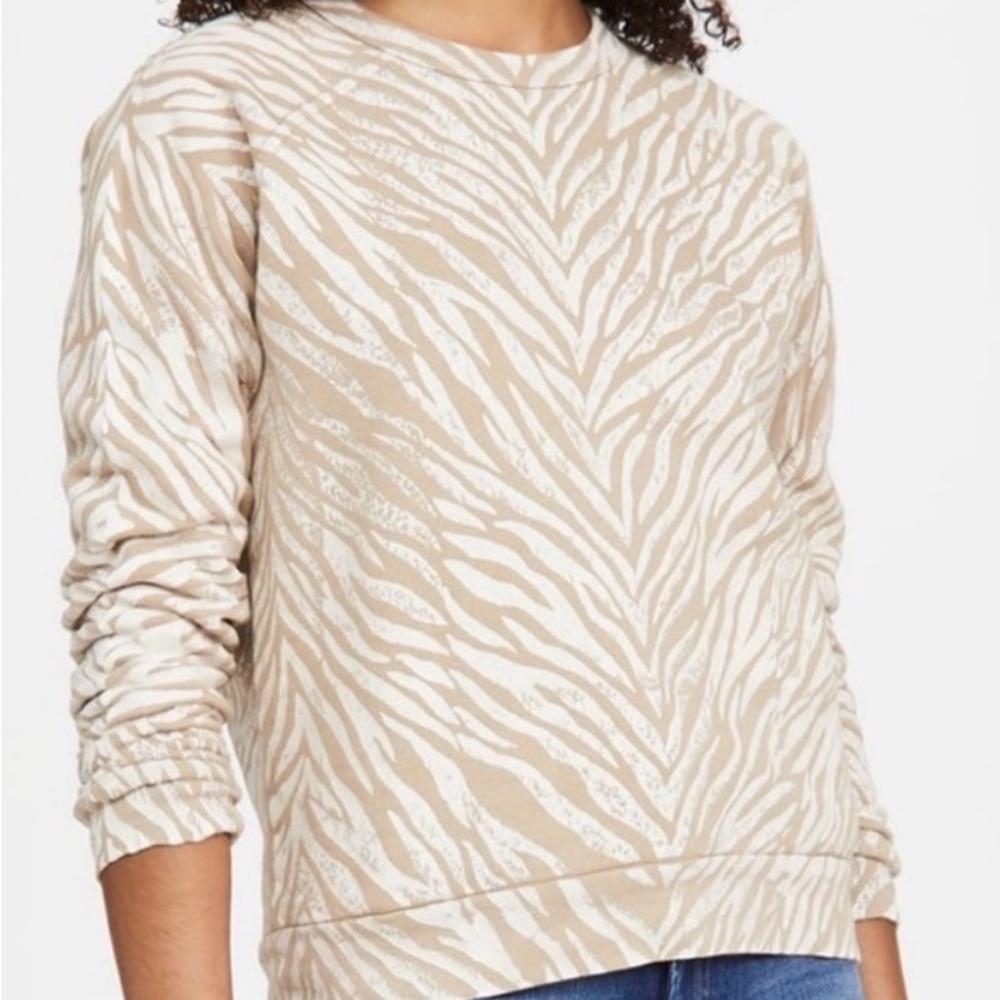 MOTHER Tan and White Zebra Print Sweatshirt
